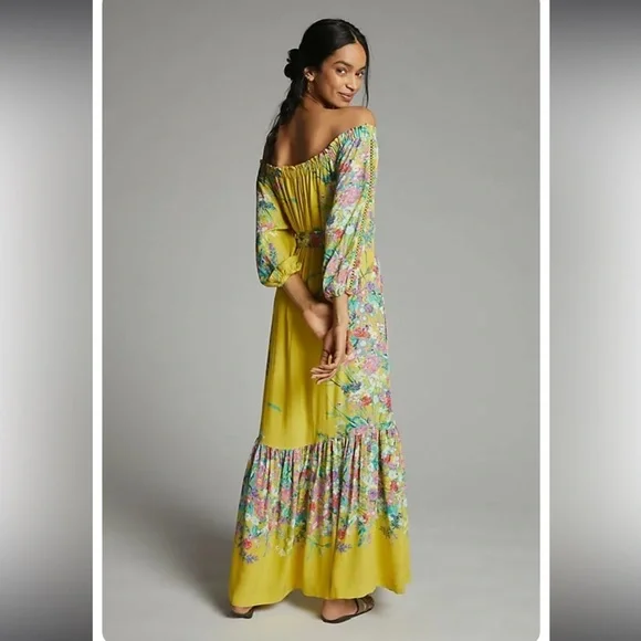 𝐀𝐧𝐭𝐡𝐫𝐨𝐩𝐨𝐥𝐨𝐠𝐢𝐞 𝐍𝐖𝐓 Eliora Off-The-Shoulder Maxi Dress Yellow XS - Picture 4 of 12